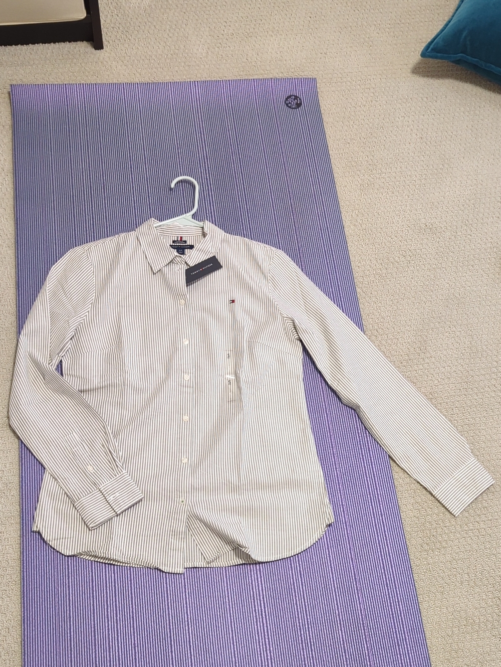 Tommy Hilfiger White and Grey Pinstripe Shirt